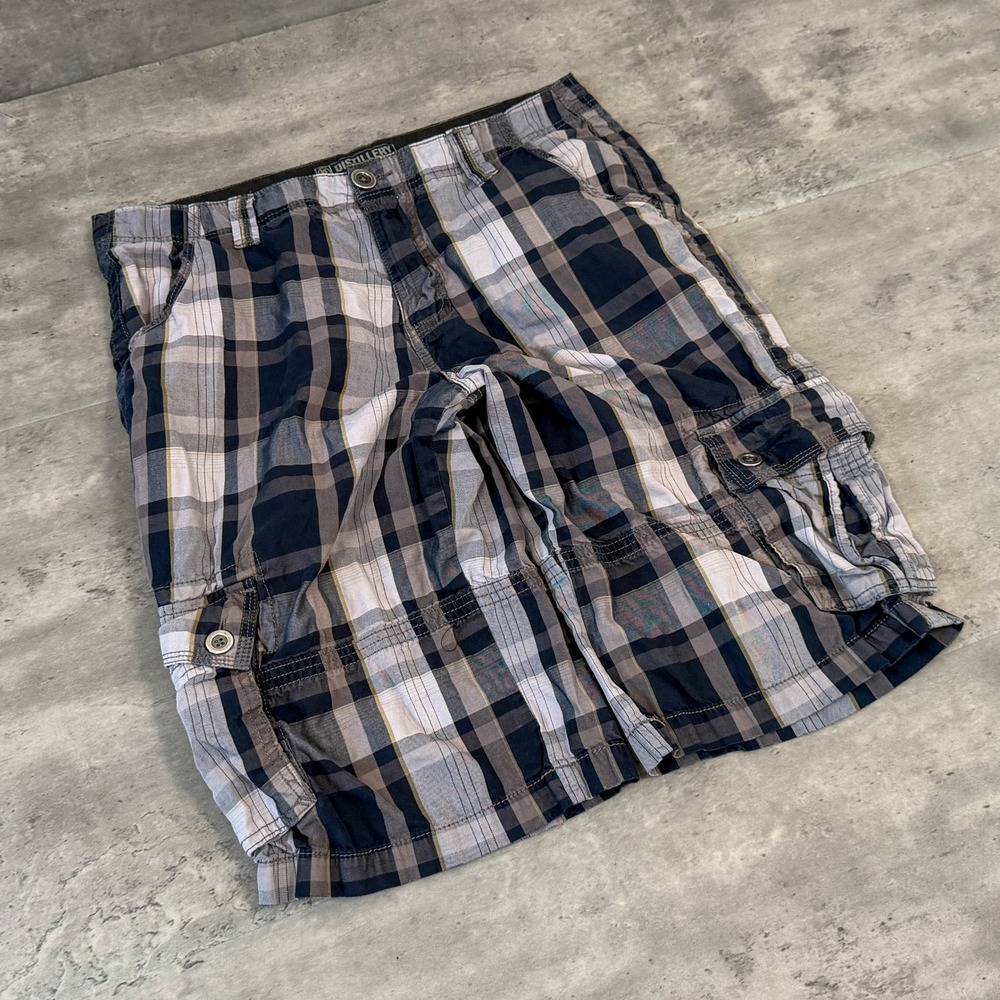 Y2K 2000s 00s Plaid Checkered Stripped Cargo Shorts Baggy Relax Fit Wide